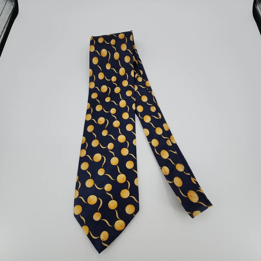 Italo Ferretti Tie 100% Silk Hand Made in‎ Italy Modern Big Polka Dot Blue Gold